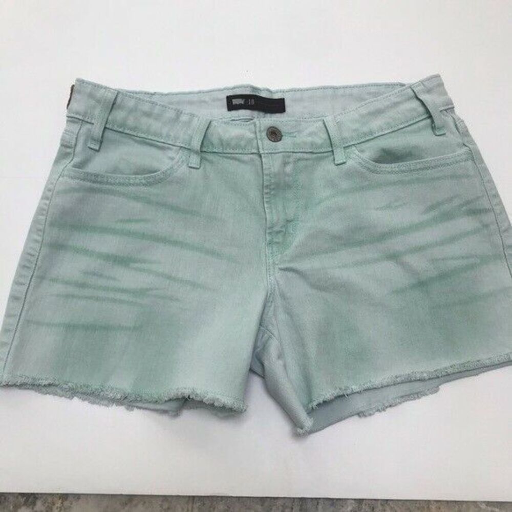 LEVI'S GREEN TIE DYE Denim Jean Cutoff Shorts Raw‎ Hem size 10 Waist 30